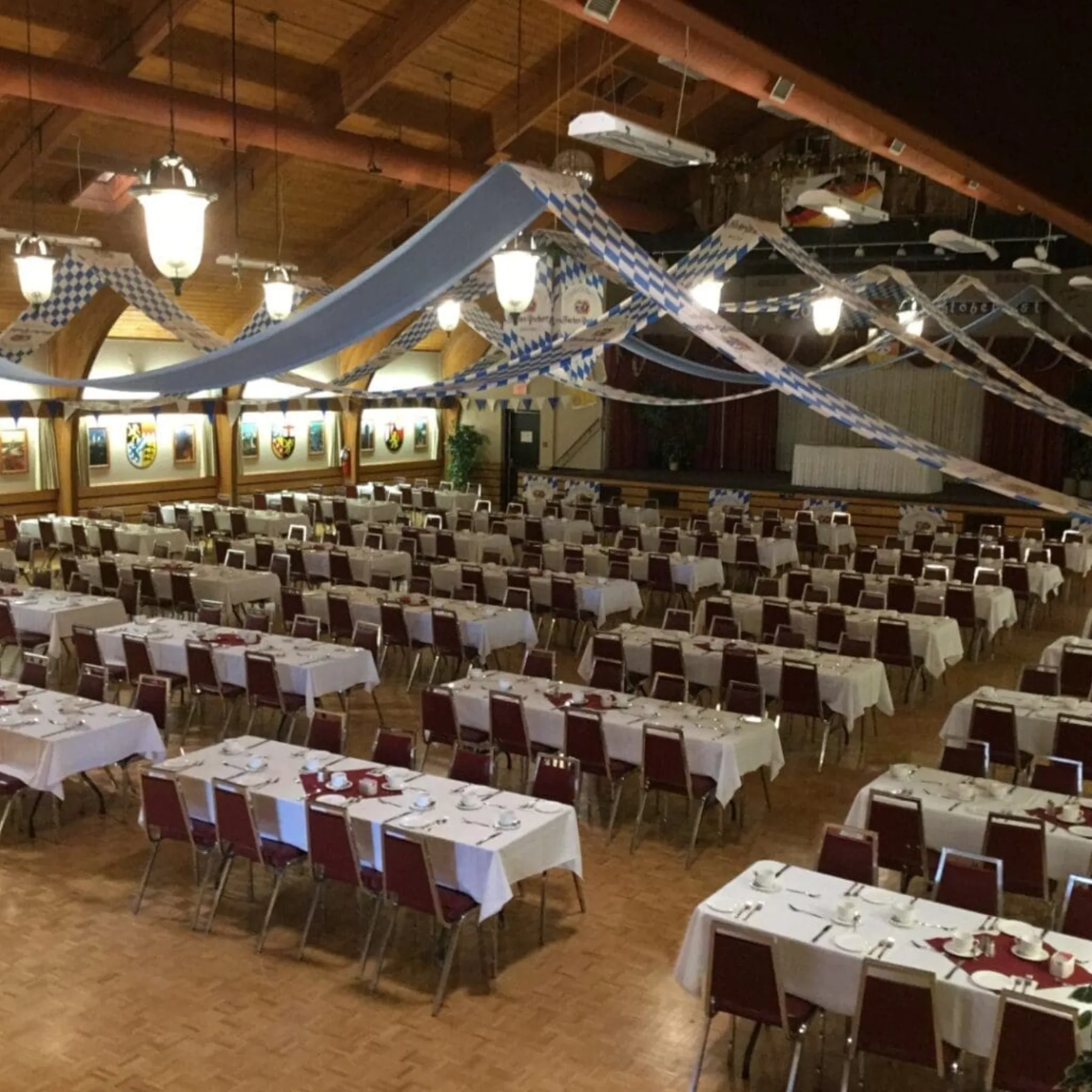 The Great Hall at Hansa Haus set for an event